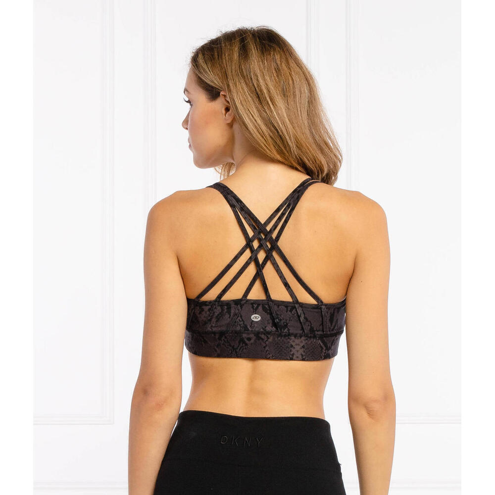 DKNY Womens Sport Snake-Embossed Sports Bra, Black, XL - Picture 4 of 5